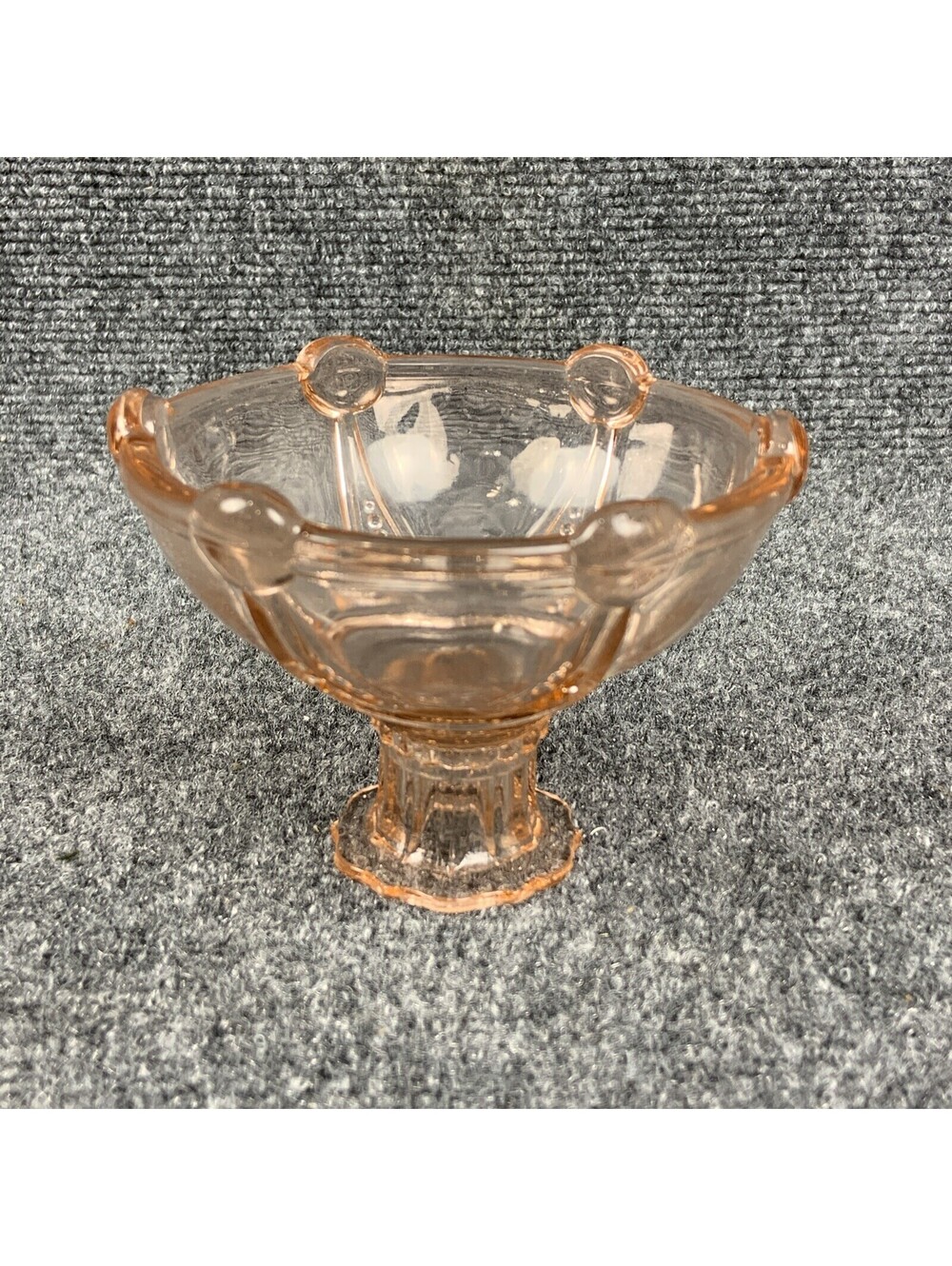 Vintage Pink Depression Glass Footed Candy Dish or Flip for A Candle Holder EUC